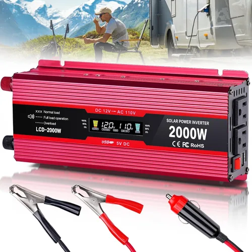 Vista 8 de Inversor de corriente para coche 12V a 110V 1000W/2000W (pico) Inversores de corriente para vehículos, camiones, hogar con salidas CA duales