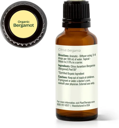 Vista 8 de Plant Therapy Aceite esencial de bergamota orgánico de 1.0 fl oz (1 oz) 100% puro, sin diluir, certificado por USDA, aceite cítrico sin bergapteno