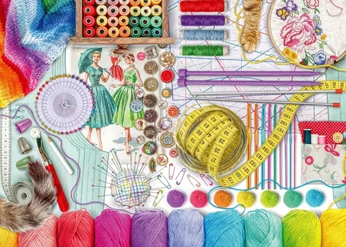 Vista 2 de Ravensburger 16440 Needlework Station - Rompecabezas de 500 piezas Piezas grandes y fáciles de manejar Tecnología única Softclick Ideal