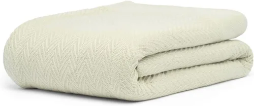 Vista 8 de Manta multiusos 100% de algodón de fibra extralarga, suave y transpirable, ligera para todas las estaciones, para sofá, sofá, cama, lavable a Espiga