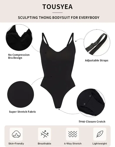 Vista 5 de TOUSYEA Body esculpido para mujer, fuerte compresión sin costuras, control de abdomen, adelgazante de muslos y levantador de glúteos