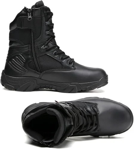 Vista 2 de Kervaky Botas tácticas para hombre, botas militares, botas resistentes, botas de senderismo, botas ligeras, botas para exteriores