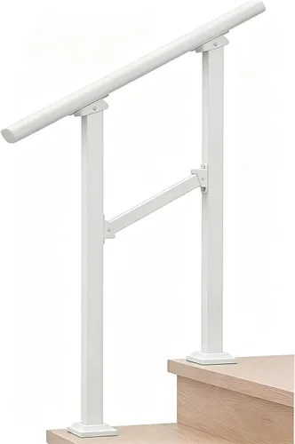 Vista 26 de Metty - Barandillas metálicas de 3 escalones para escalones al aire libre Blanco