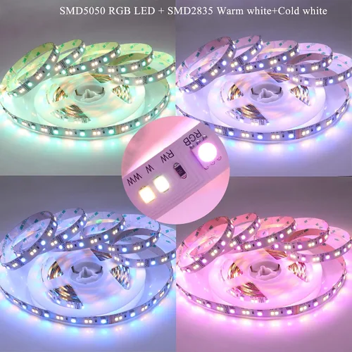 Vista 2 de LEDENET RGB+ CCT RGBWW Tira de luces LED DC24V 540LEDs 2800K-6500K cambio a todo color 5050 RGB 2835 luz blanca cálida luz blanca flexible LED cinta