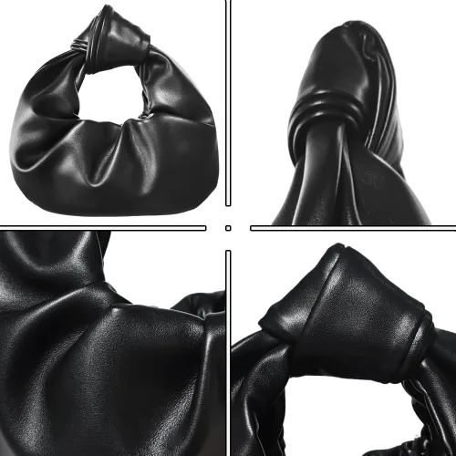 Vista 4 de Bolso de mano para mujer, de piel sintética fruncida, mini monedero para mujer, bolsos pequeños