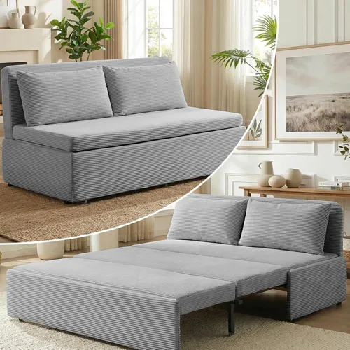 Vista 11 de Mjkone Sofá cama extraíble de 43 pulgadas, color beige