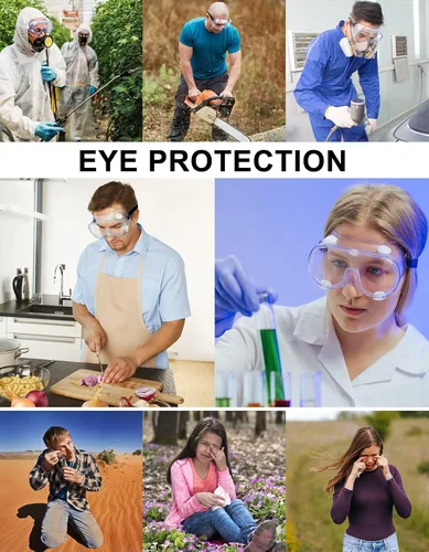 Vista 5 de MELASA Anteojos de seguridad ANSI Z87.1, antivaho gafas protectoras de laboratorio, gafas de protección ocular Comfortable Soft Edge Design