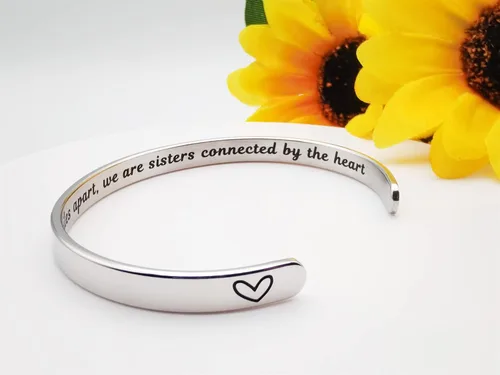 Vista 12 de Pulseras inspiradoras para mujer, joyería de acero inoxidable, con refranes, pulsera motivacional con mensaje oculto, pulseras grabadas para mejor