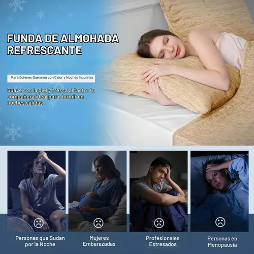 Vista 7 de Elegear Juego de 2 fundas de almohada refrescantes para personas que Beige