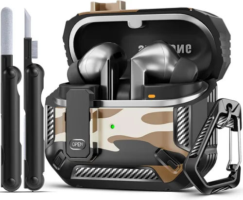 Vista 23 de Lock Fit Diseñado para Samsung Galaxy Buds3 FE (2025) / Buds3 Pro (2024) / Funda Buds 3 (2024), con kit de limpieza Cuerpo completo Resistente a