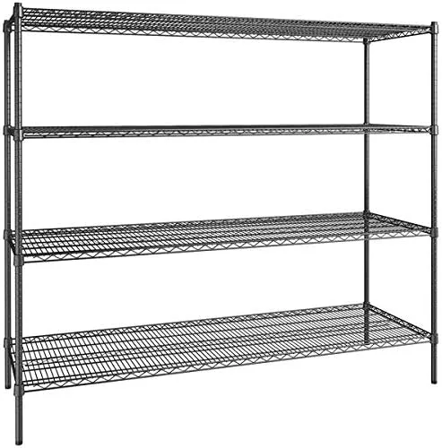 Vista 94 de Kit de 4 estantes de epoxi verde NSF de 21 x 72 pulgadas con postes de 86 pulgadas, estantería de almacenamiento resistente, kit de estantería