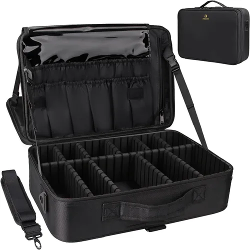 Vista 19 de Relavel Estuche de maquillaje grande para maquillaje, estuche de tren profesional de 16.5 pulgadas, organizador de cosméticos de viaje, soporte