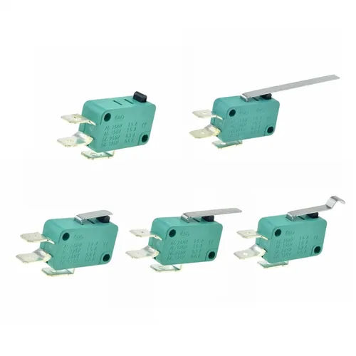 Vista 3 de Micro Interruptores de límite Micro 16A 250V 125V NO+NC+COM 0.248 in 3 pines SPDT Micro interruptor 1.102 in 2.047 in Arc Roller Palanca Interruptor