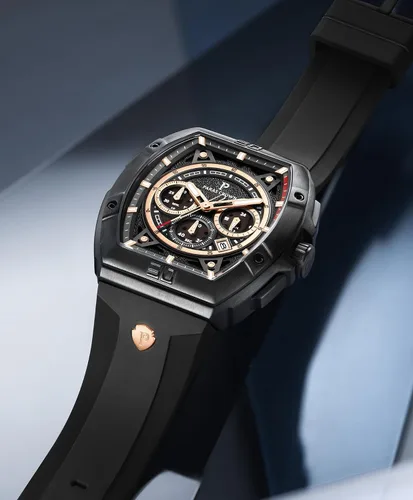 Vista 8 de Paras Crown - Reloj para hombre, resistente al agua, automático, cronógrafo, analógico, de lujo, reloj de pulsera para hombre