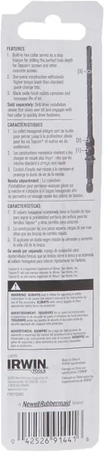 Vista 3 de IRWIN Tools 1870568 Impact Performance Series Instalación de tornillos para hormigón Broca de 3/16 pulgadas x 5 pulgadas para tornillos de 1/4