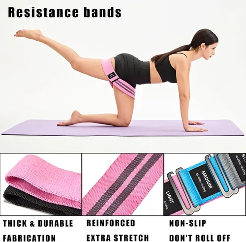 Vista 5 de Adjustable Fabric Resistance Bands for Squats, Glutes & Legs – 5 Levels of Customizable Size, Width & Tension, Non-Slip Booty Bands for Men and
