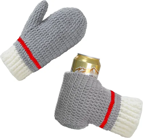 Vista 16 de Guantes de lana FunisFun para cerveza, guante tejido para beber con costuras para regalo de broma de elefante blanco, idea para fiestas previas al