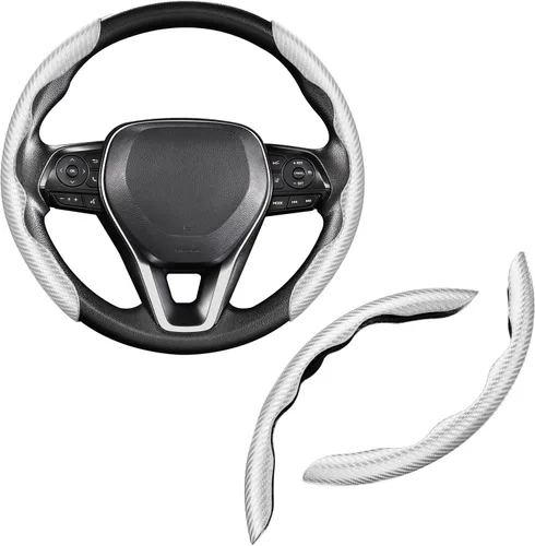 Vista 8 de Cartist Funda de volante de fibra de carbono, antideslizante, para hombres y mujeres, duradera, accesorio universal para automóvil (negro)