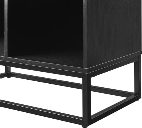 Vista 12 de Crosley Furniture Enzo - Moderno soporte de almacenamiento de discos de vinilo, estantes abatibles orientados hacia adelante para discos, color negro
