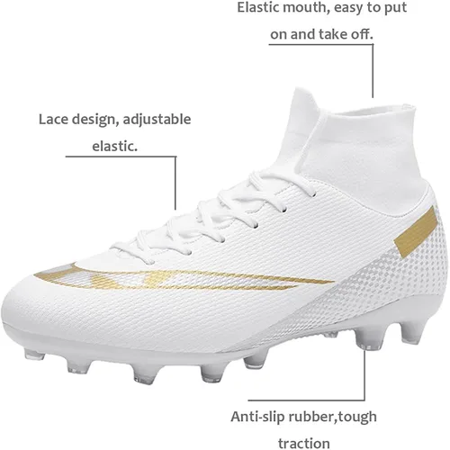 Vista 3 de Aiqzsh Tacos de fútbol para niños y niñas, zapatos de fútbol atléticos antideslizantes para exteriores e interiores
