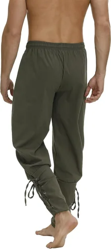 Vista 3 de Zhitunemi Pantalones de pirata vikingo para hombre disfraz renacentista para hombre, pantalones medievales - disfraces pirata de Halloween y feria