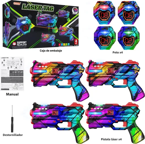 Vista 2 de Juego de 4 Pistolas de Laser Tag con Chalecos de Pantalla de Puntuación LED Digital, Regalos para Adolescentes y Adultos Niños y Niñas, Adultos