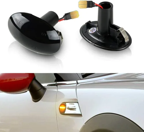Vista 9 de Gempro - Lámpara intermitente LED con marcador lateral para MINI Cooper R50 R52 R53 2002-2006, para guardabarros delanteros, lente ahumada, 2