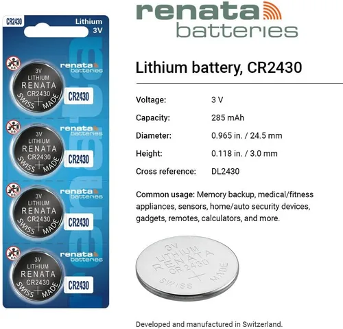 Vista 2 de Renata CR2430 Baterías - Batería de litio de 3 V 2430 (4 unidades)
