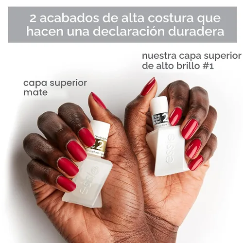 Vista 8 de Essie Gel Couture - Esmalte de uñas de larga duración + kit de capa superior, esmalte de uñas rojo escarlata, Rock The Runway + capa superior