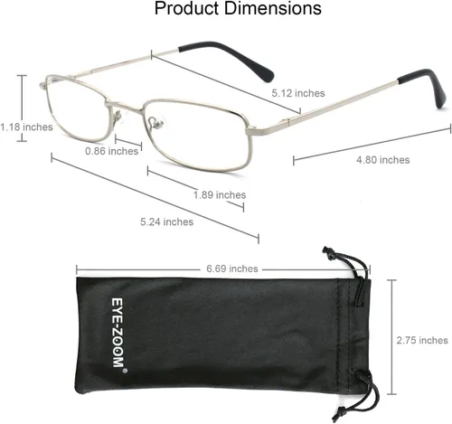 Vista 7 de 5 pares de lentes de lectura rectangulares de metal para hombres y mujeres, multicolor
