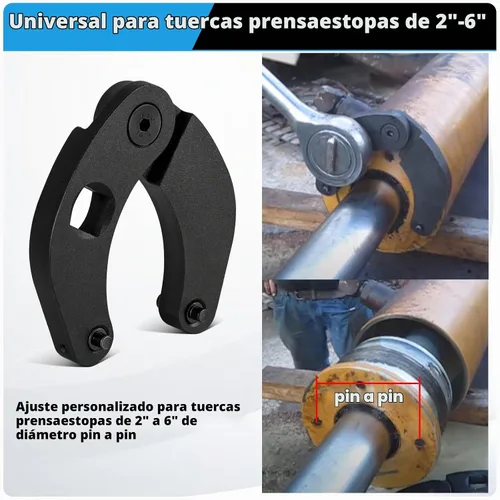 Vista 3 de Sunluway 1266 Llave de tuerca de casquillo ajustable universal para cilindros hidráulicos en la mayoría de equipos de granja y construcción