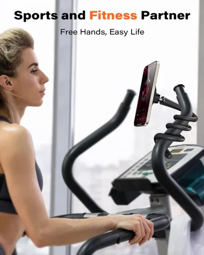 Vista 2 de A2C Soporte de teléfono flexible de cuello de cisne para iPhone Magsafe, soporte magnético para teléfono de gimnasio de brazo largo para cinta