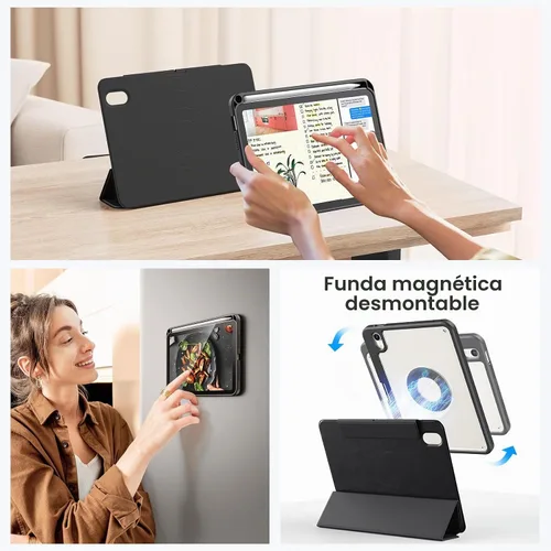 Vista 5 de SPARIN Funda para iPad mini 7 A17 Pro 2024/iPad Mini 6 2021 de 8.3 pulgadas, cubierta magnética desmontable, soporte vertical/horizontal con soporte