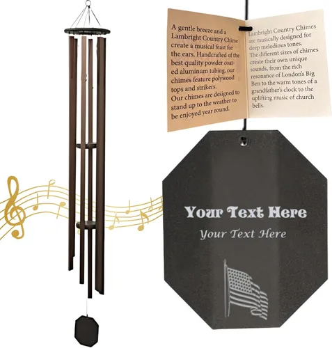 Vista 10 de Lambright Chimes Ocean Breeze - Campanilla de viento personalizada de bronce de 36 pulgadas de alto, campanillas de viento personalizadas