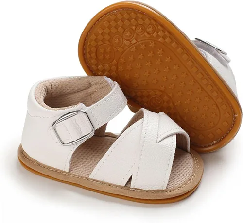 Vista 4 de SOFMUO Sandalias brillantes con lazo para bebés, niñas y niños, suela de goma antideslizante y suave de primera calidad, zapatos de verano