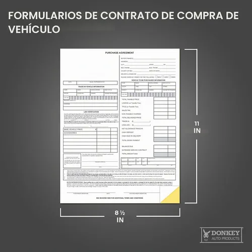 Vista 3 de Formularios de acuerdo de compra de vehículos (2 partes) (100 por paquete)