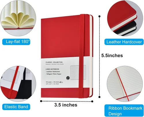 Vista 2 de Paquete de 6 cuadernos de bolsillo, cuadernos pequeños, mini bloc de notas con rayas universitarias, de tapa dura de cuero, para oficina, hogar