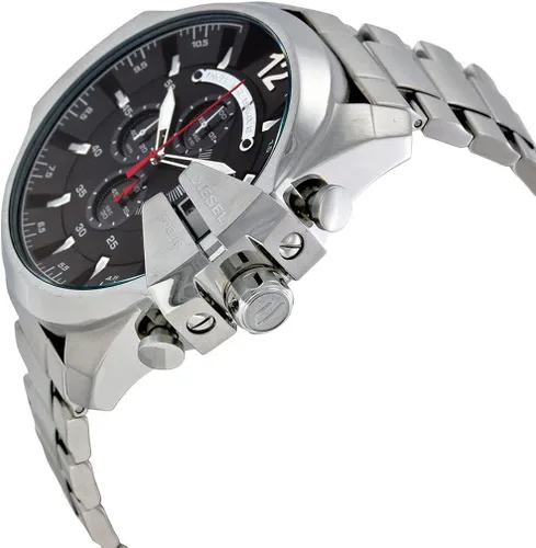 Vista 4 de Diesel Mega Chief DZ4308 - Reloj de cuarzo para hombre con esfera negra Plateado Cronógrafo