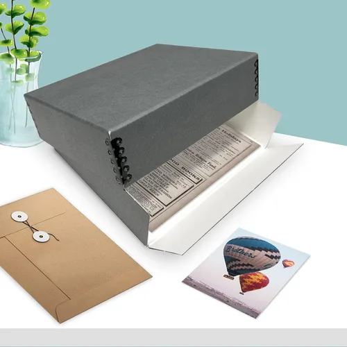 Vista 9 de Golden State Art, Caja de almacenamiento de archivo, caja de museo con frente abatible sin ácidos con borde de metal para almacenar obras de arte