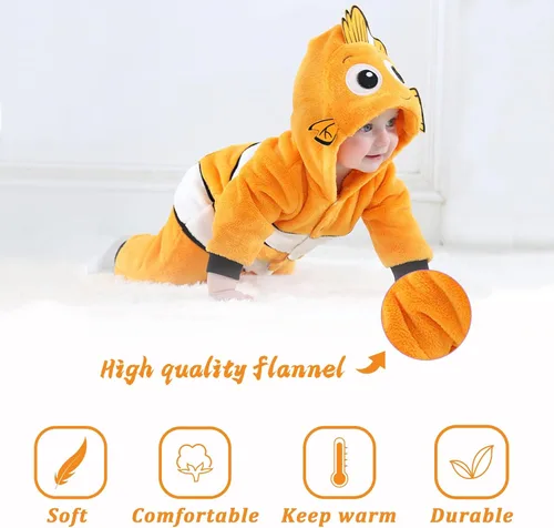 Vista 5 de TONWHAR Disfraz para niños y niños pequeños, traje de animal para bebé, mono de una pieza