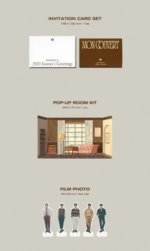 Vista 4 de NOT AUDIO !! MONSTA X 2023 SEASON’S GREETINGS MON COUVERT DESK CALENDAR Ver. K-POP SEALED