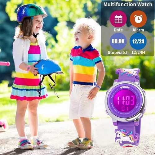 Vista 6 de USWAT Kids Watch 3D Cartoon Toddler Wrist Digital Watch Waterproof 7 Color Lights with Alarm Stopwatch for 3-10 Year Boys Girls Little Child