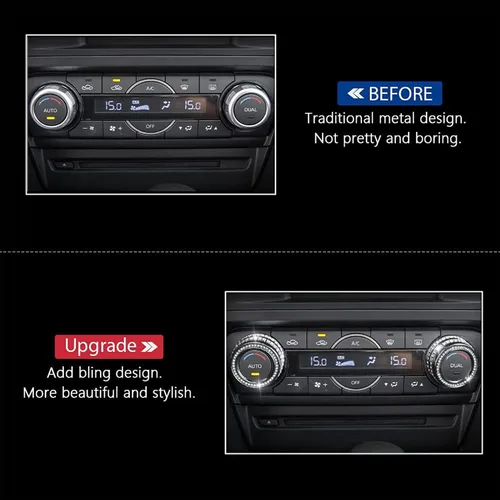 Vista 2 de CONGCONG Para Mazda Accessories AC Button Bling Crystal Accesorio Cubierta de perilla interior compatible con Mazda 3/Mazda 6/CX-5/CX-9
