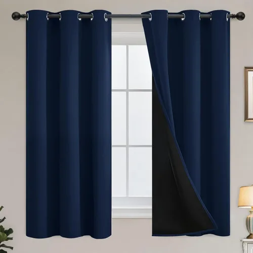 Vista 187 de Yakamok Cortinas negras, cortinas de ventana con aislamiento térmico y eficiencia energética para dormitorio, cortinas opacas completas y cortinas