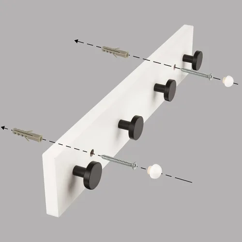 Vista 6 de HASWARE Ganchos de pared de 16 pulgadas, perchero de madera con 4 ganchos de pared de aluminio, para sombrero, toalla, bolsa de llaves