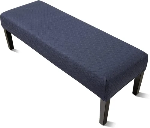Vista 19 de YISUN Fundas de banco de jacquard para comedor, funda elástica lavable y extraíble para banco, protector de asiento rectangular para bancos de Beige