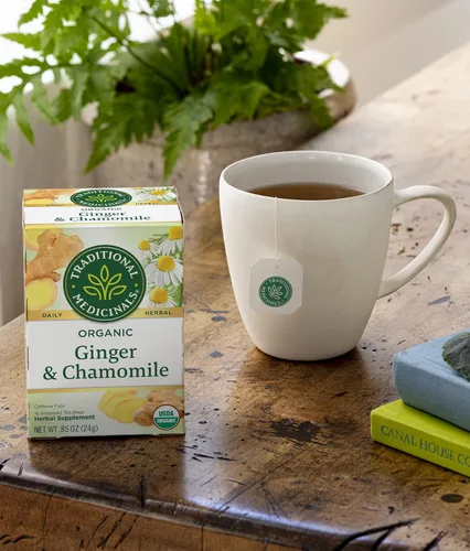 Vista 8 de Traditional Medicinals Té de hierbas orgánico de jengibre y manzanilla, alivia la indigestión ocasional o las náuseas (paquete de 3) – 48 bolsas