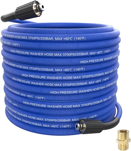 Vista 12 de Manguera de lavado a presión de 25 pies, manguera azul súper flexible de 1/4 pulgadas, manguera de agua a presión resistente a las torceduras