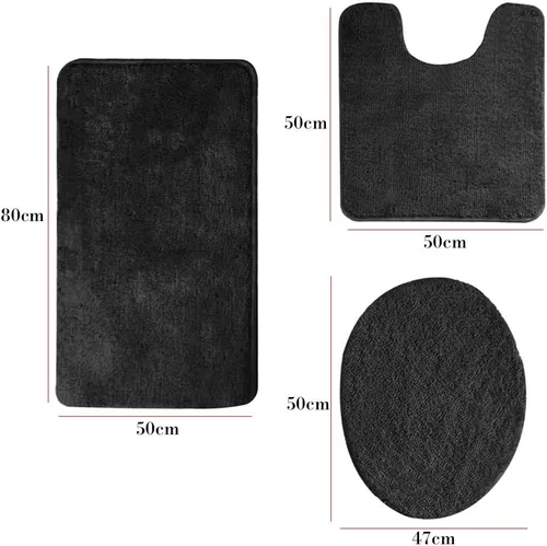Vista 3 de Juego de 3 piezas de alfombras de baño, alfombrillas antideslizantes para pisos, alfombrilla ultra suave, absorbente y cómoda en forma de U