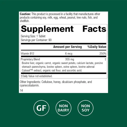 Vista 2 de Standard Process Cataplex B12 - Suplemento de vitamina B12 para apoyo a la salud sanguínea y función del sistema nervioso - Suplemento de vitamina